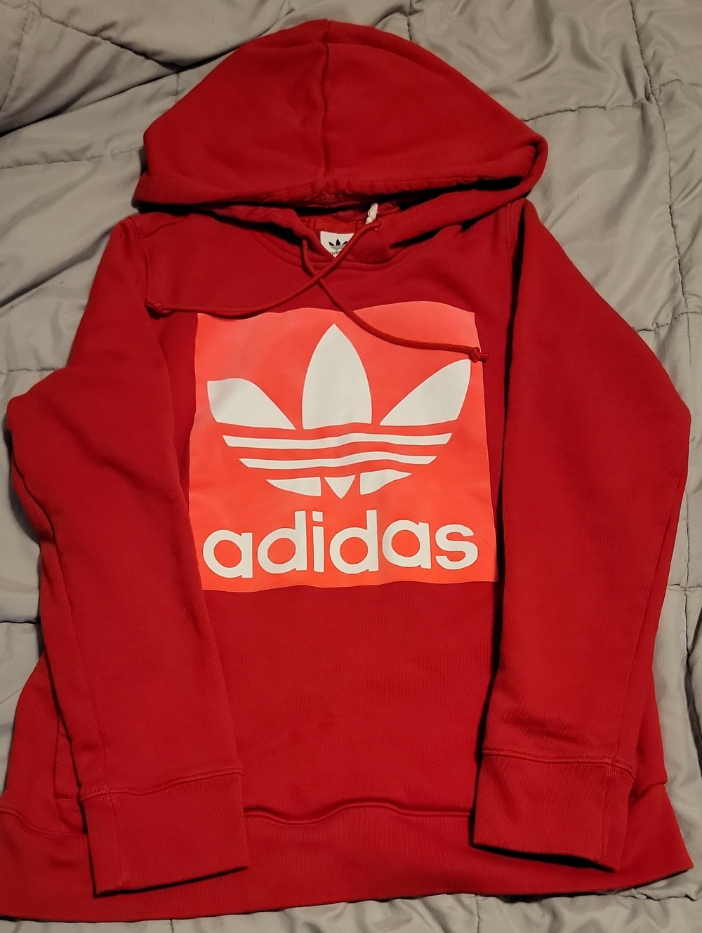 adidas Red Crewneck Sweatshirt with White Trefoil Print